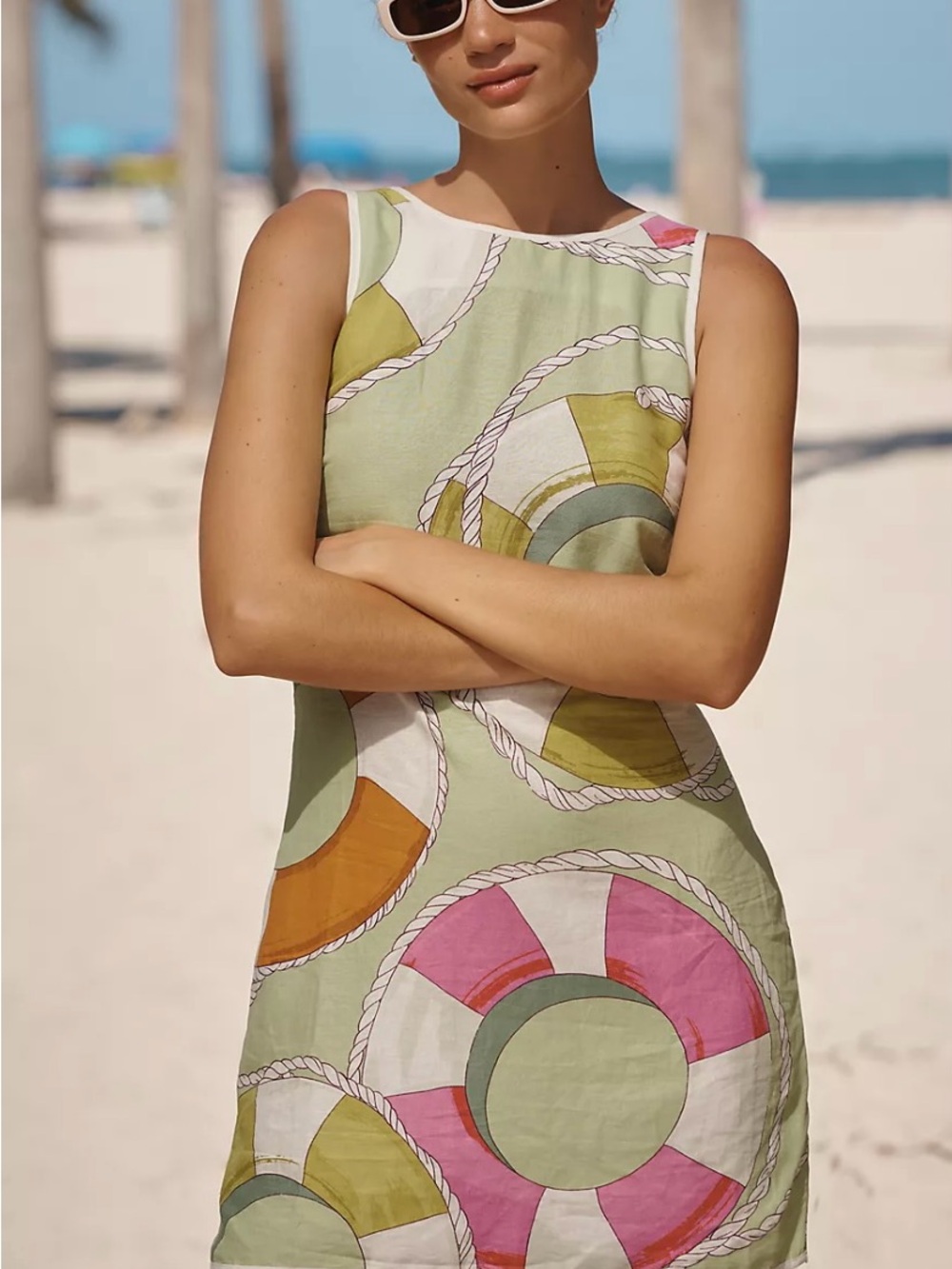Celandine Pool Float Printed Linen Mini Dress